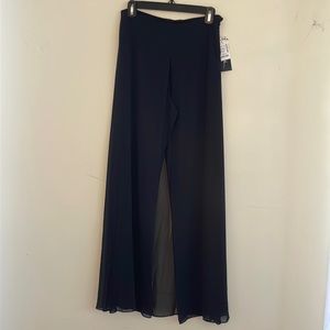 Black pants with sheer overlay
